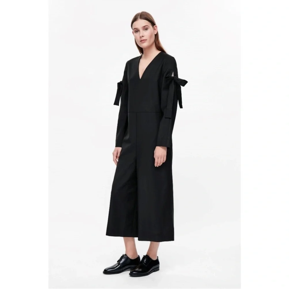 NWT COS Black Long Sleeve Jumpsuit with Sleeve Tie
